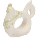 Biały Ceramiczny Serwetnik Wielkanocny w Kształcie Kury z Zielonymi Kropkami 8,5 cm