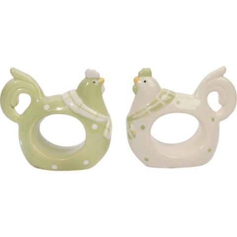 Biały Ceramiczny Serwetnik Wielkanocny w Kształcie Kury z Zielonymi Kropkami 8,5 cm