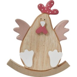 Dekoracyjna Drewniana Figurka Wielkanocnej Kury na Biegunie 15cm