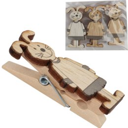 Drewniane Klamerki Dekoracyjne w Kształcie Zająca - Zestaw 3 Sztuk