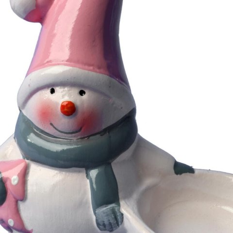 Ceramiczna ozdoba świąteczna BAŁWAN z podstawką na tealight