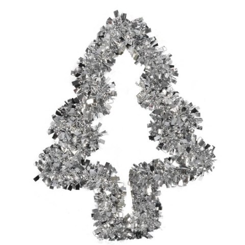 Dekoracja świąteczna Choinka do zawieszenia z folii srebrna 30 cm