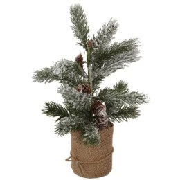 Dekoracja świąteczna stroik choinka w jucie śnieżna 38 cm