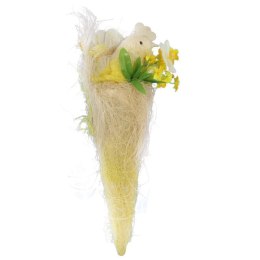 KOGUT Z JAJKAMI W KOKONIE Z SIZALU DEKORACJA WIELKANOCNA DO POWIESZENIA