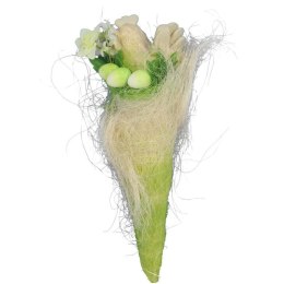 KOGUT Z JAJKAMI W KOKONIE Z SIZALU DEKORACJA WIELKANOCNA DO POWIESZENIA ZIELONA