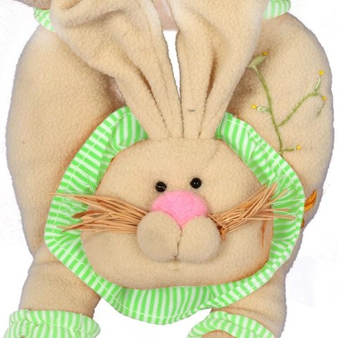 Zielony Pluszowy Zajączek Wielkanocny z Drewnianą Tabliczką do Zawieszenia na Drzwi 36 cm