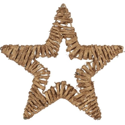 GWIAZDA Z RATTANU ZAWIESZKA ZŁOTA 20 CM