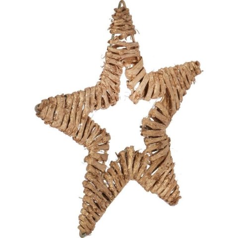 GWIAZDA Z RATTANU ZAWIESZKA ZŁOTA 20 CM
