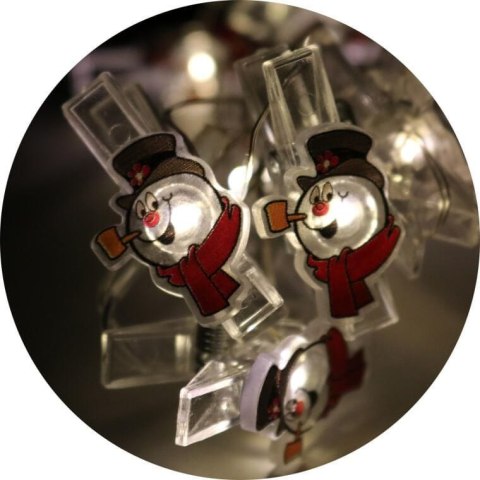 LAMPKI 10 LED GŁOWA BAŁWANKA NA KLAMERKACH