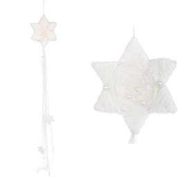 BIAŁA ZAWIESZKA DEKORACYJNA GWIAZDA Z WŁÓCZKI 70 CM