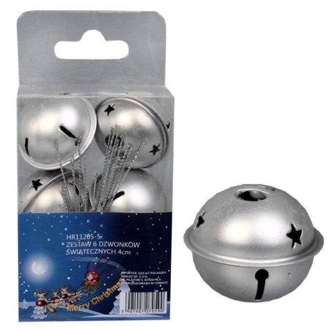 DZWONKI MIKOŁAJA 4 CM ZAWIESZKI SREBRNE METALOWE