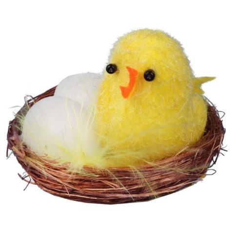Zestaw Figurki Dekoracyjne Żółte Kurczaki w Gniazdach 2 Sztuki, 5 cm
