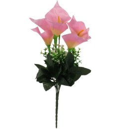 Bukiet 7 CALLI z bukszpanem 37 cm RÓŻOWY