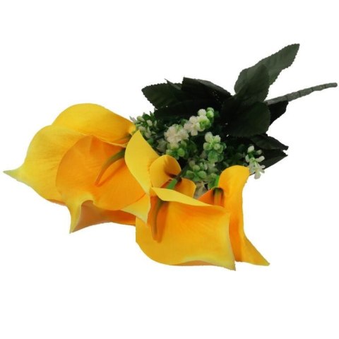 Bukiet 7 CALLI z bukszpanem 37 cm ŻÓŁTY