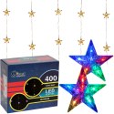KURTYNA ŚWIETLNA 3X2M 50 GWIAZDEK OZDOBY ŚWIĄTECZNE LAMPKI 400 LED CIEPŁY BIAŁY/MULTICOLOR