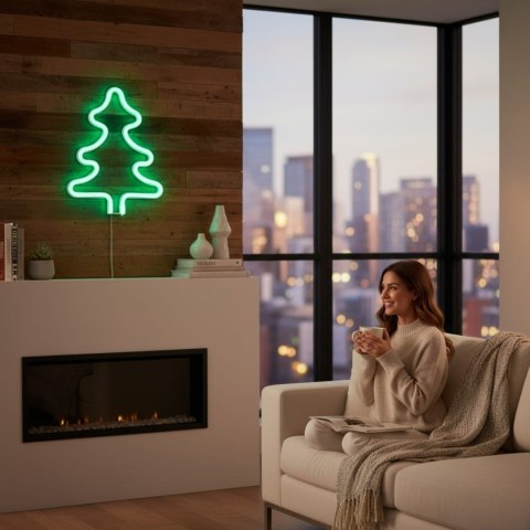 BOŻONARODZENIOWA DEKORACJA ŚWIETLNA LED - NEON CHOINKA 23 CM