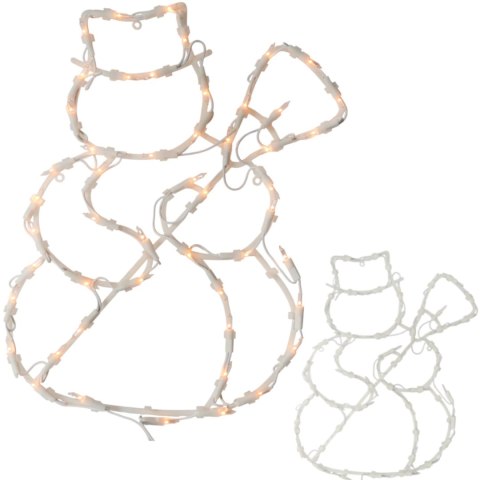 Biała Dekoracja Świetlna w Kształcie BAŁWANA z 50 Lampkami - Zasilanie Sieciowe