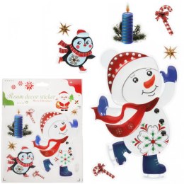 NAKLEJKI ŚWIĄTECZNE NA OKNO 3D DEKORACJA OZDOBA BAŁWAN+ PINGWIN