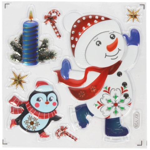 NAKLEJKI ŚWIĄTECZNE NA OKNO 3D DEKORACJA OZDOBA BAŁWAN+ PINGWIN