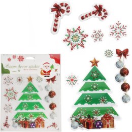 NAKLEJKI ŚWIĄTECZNE NA OKNO 3D DEKORACJA OZDOBA CHOINKA+BOMBKI