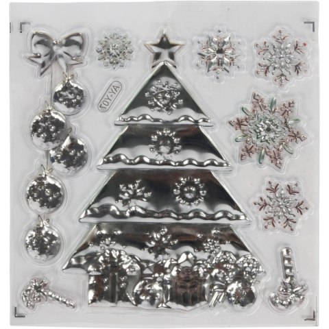 NAKLEJKI ŚWIĄTECZNE NA OKNO 3D DEKORACJA OZDOBA CHOINKA+BOMBKI