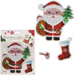 NAKLEJKI ŚWIĄTECZNE NA OKNO 3D DEKORACJA OZDOBA MIKOŁAJ Z CHOINKĄ