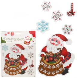 NAKLEJKI ŚWIĄTECZNE NA OKNO 3D DEKORACJA OZDOBA MIKOŁAJ Z WORKIEM