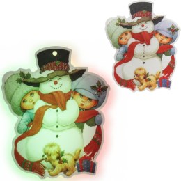 Podświetlana Baterią Dekoracja Świąteczna - Bałwanek z Przyssawką i Kolorowym LED