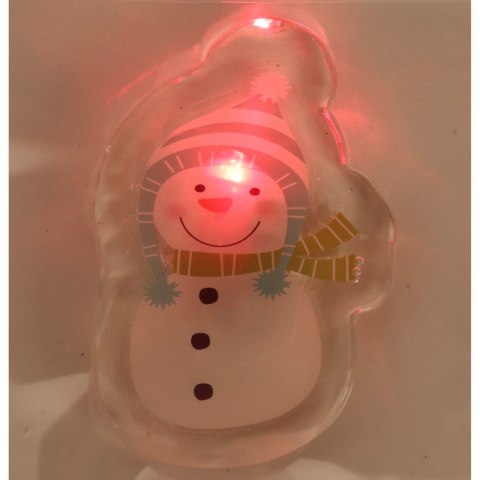 ŚWIĄTECZNA NAKLEJKA ŻELOWA 3 LED NA SZYBĘ OKNO DEKORACJA BOŻE NARODZENIE BAŁWAN