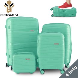 Zestaw walizek BERWIN Torna 4w1 - twarde walizki na kółkach + kosmetyczka Fresh Mint