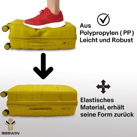 Zestaw walizek BERWIN Torna 4w1 - twarde walizki na kółkach + kosmetyczka Tropic Gelb