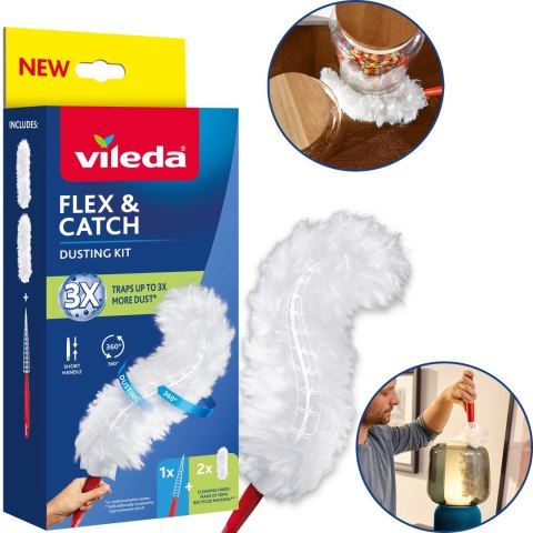 Miotełka do kurzu z krótką rączką + 2 wkłady Vileda Flex&Catch VILEDA
