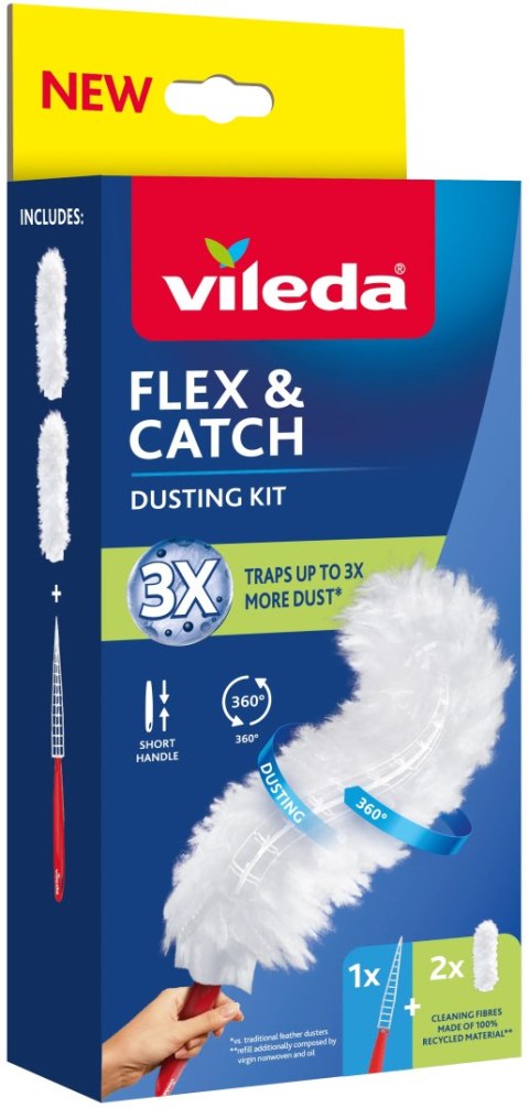 Miotełka do kurzu z krótką rączką + 2 wkłady Vileda Flex&Catch VILEDA
