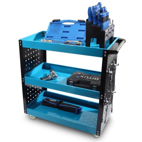 Wózek Warsztatowy z 3 półkami i ścianą perforowaną idealny dla majsterkowicza