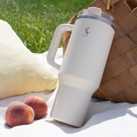 Kubek termiczny, stal nierdzewna, 1,2 l, kremowy