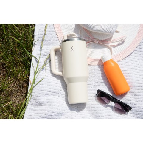 Kubek termiczny, stal nierdzewna, 1,2 l, kremowy