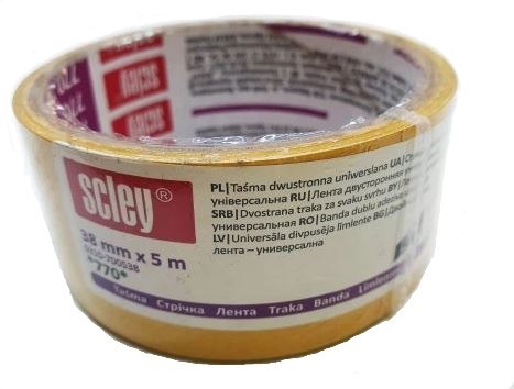 TAŚMA MONTAŻOWA DWUSTRONNA UNIWERSAlNA 38MM x 5M, SClEY SERIA 770 TAŚMA MONTAŻOWA DWUSTRONNA UNIWERSAlNA 38MM x 5M, SClEY SERIA 770