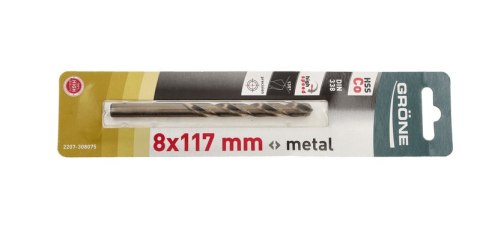 WIERTłO DO METAlU GRONE 8 x 117MM WIERTłO DO METAlU GRONE 8 x 117MM