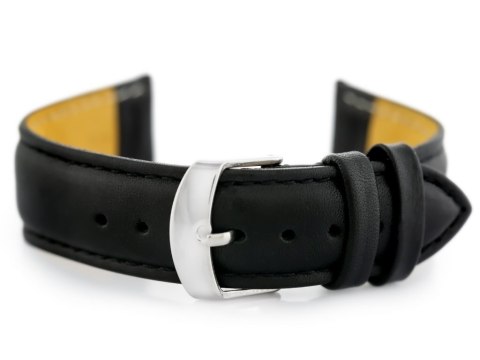 Pasek skórzany do zegarka W83L - czarny - 18mm