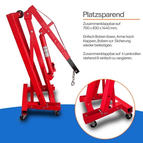 HYDRAULICZNY ŻURAW WARSZTATOWY UDŹWIG DO 2 TON PODNOŚNIK SKŁADANY BITUXX