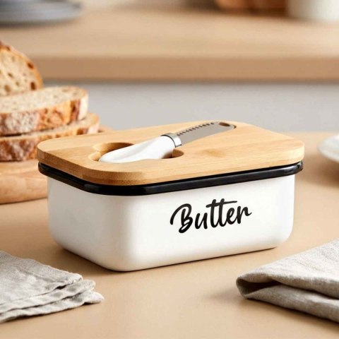 MASELNICZKA MASELNICA METALOWA Z NOŻYKIEM BIAŁA 139515