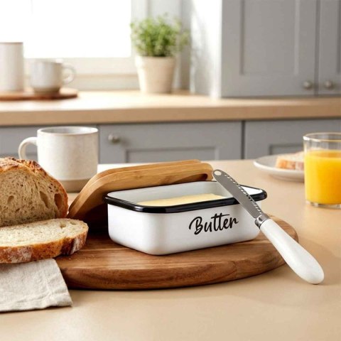 MASELNICZKA MASELNICA METALOWA Z NOŻYKIEM BIAŁA 139515