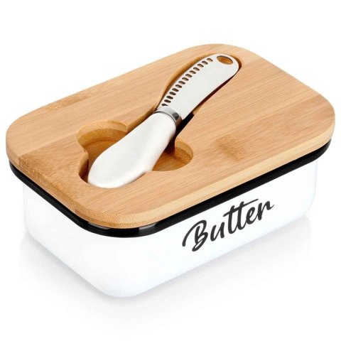 MASELNICZKA MASELNICA METALOWA Z NOŻYKIEM BIAŁA 139515