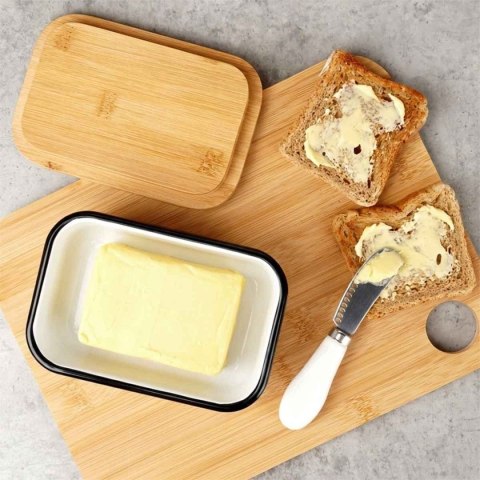 MASELNICZKA MASELNICA METALOWA Z NOŻYKIEM BIAŁA 139515