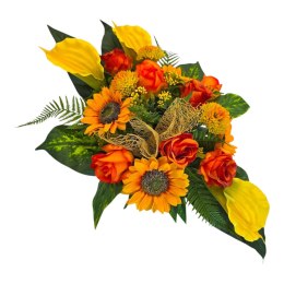 Stroik na cmentarz kompozycja kwiatowa na grób miska z obciążeniem