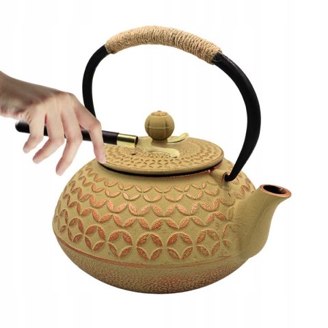 ZAPARZACZ ŻELIWNY DZBANEK JASNY ZŁOTY 900ml Z FILTREM i FILIŻANKAMI