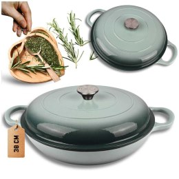 EMALIOWANY GARNEK ŻELIWNY PŁASKI 30cm 3L HAGE SEA SALT