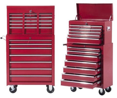 Wózek Narzędziowy 16 Szuflad 61,5 x 33 x 113 cm - Czerwony PAKO