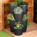 Doniczka ogrodowa plastikowa czarna kaskadowa piętrowa 4 szt. VILDE 339510