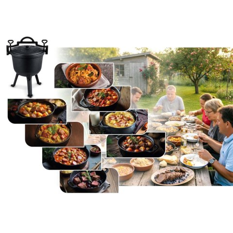 Kociołek żeliwny 11l garnek myśliwski pieczonki na ognisko grill BD-482 348210